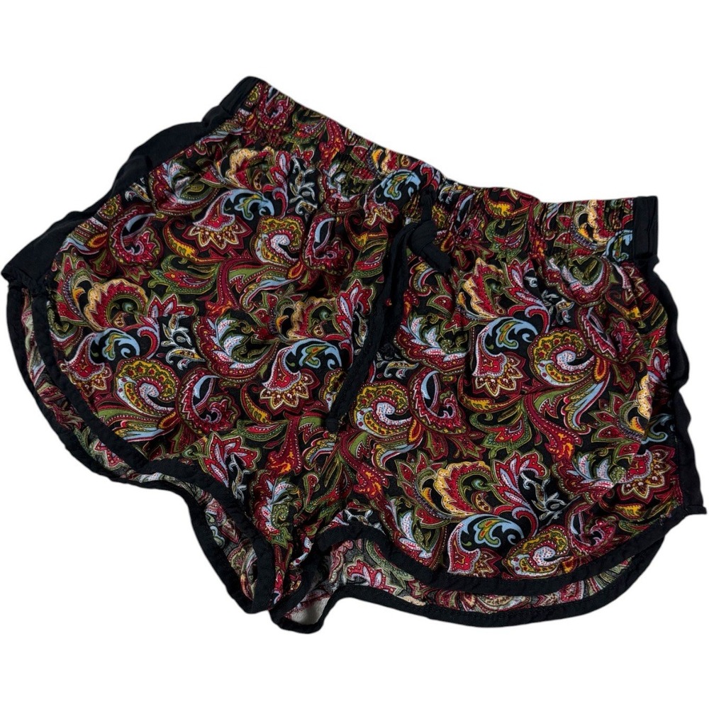 Anava Paisley Print Dolphin Hem Drawstring Lounge Shorts Womens Size M
